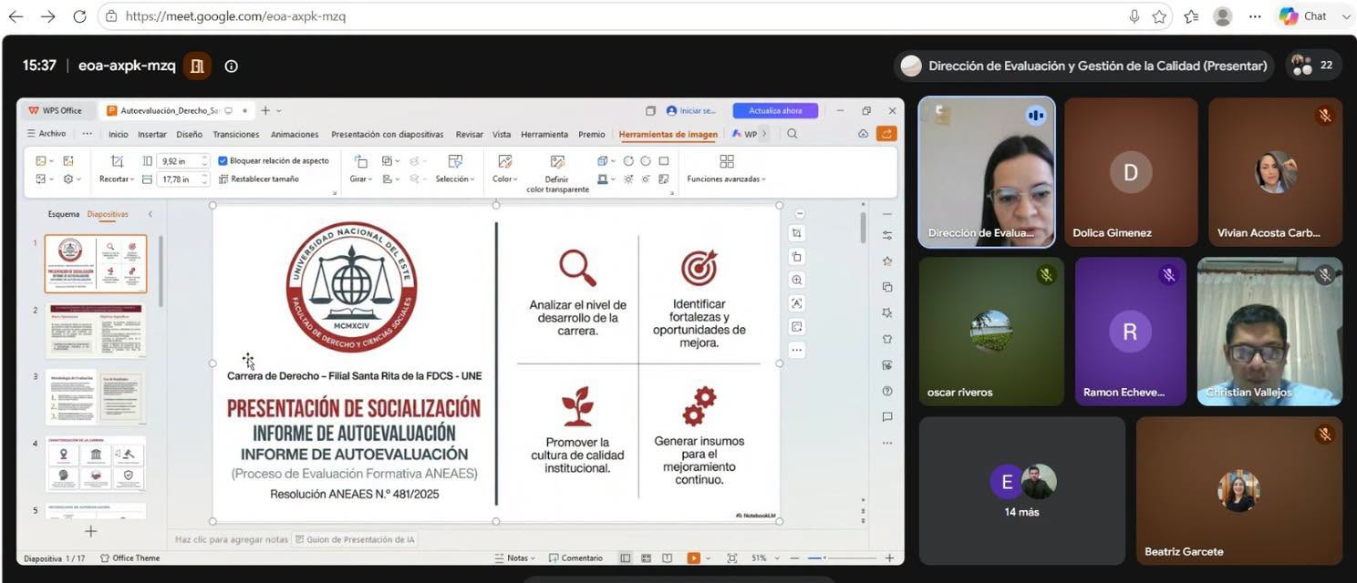 La FDCS socializó el Informe de Autoevaluación de la Carrera de Derecho de la Filial Santa Rita